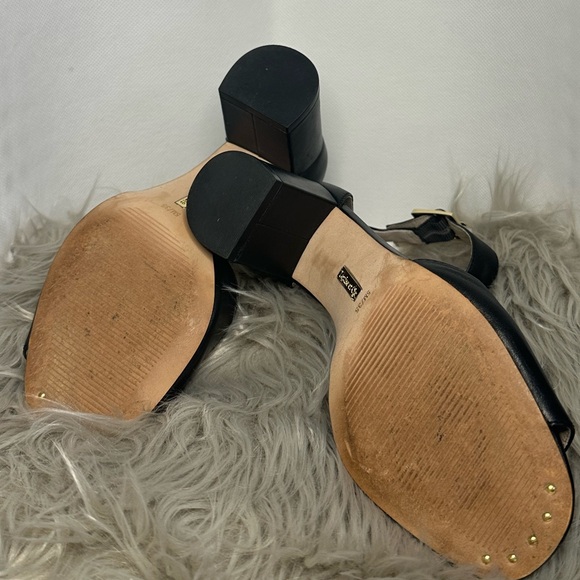 Louise et Cie Leather Open Toe Ankle Strap Heeled Sandals Black - Picture 4 of 5